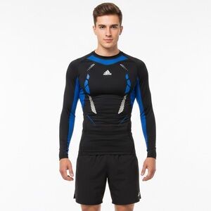 Adidas Black Compression Performance Sporty Base Layer Top Shirt Men Small